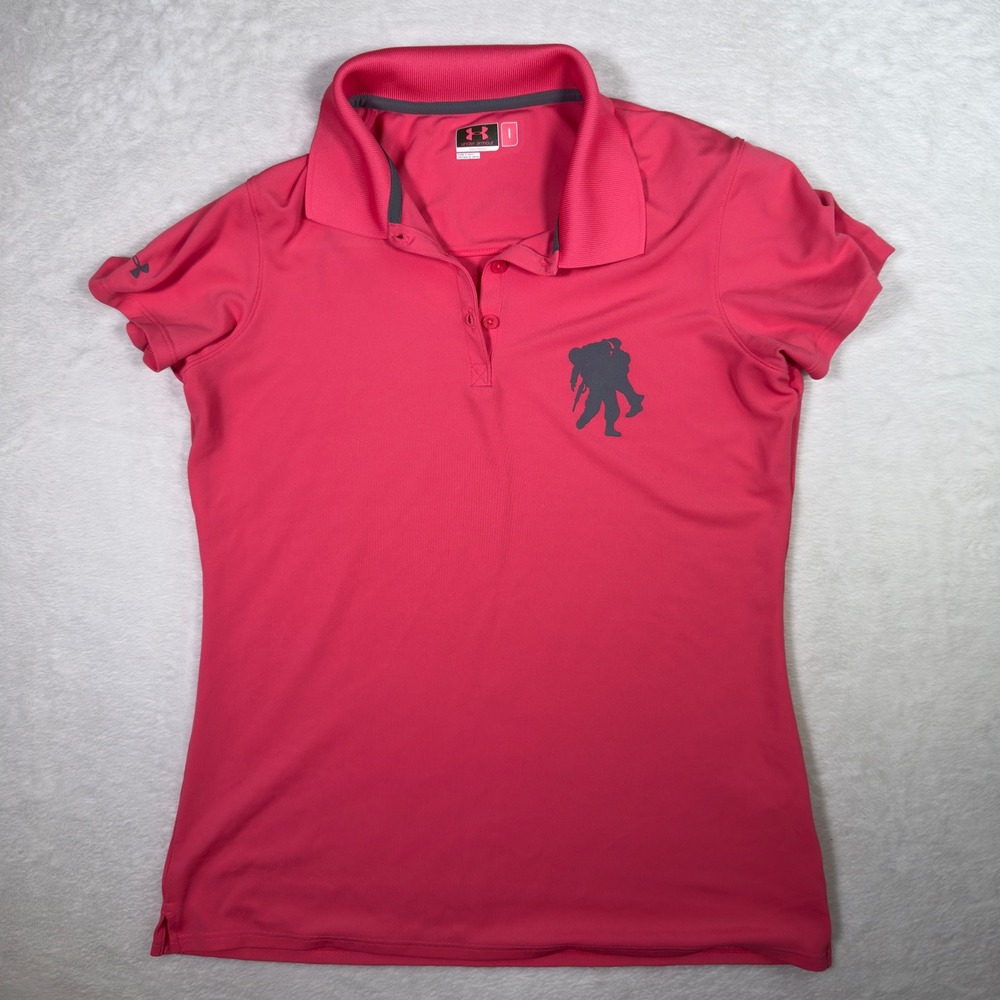 Under‎ Armour Womens Polo Shirt L Wounded Warrior Project Pink Golf Athletic